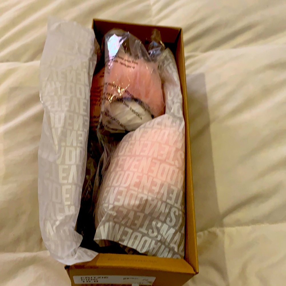 Brand new never worn .  Steven madden sandals .  Furry adorable and PINK !!!